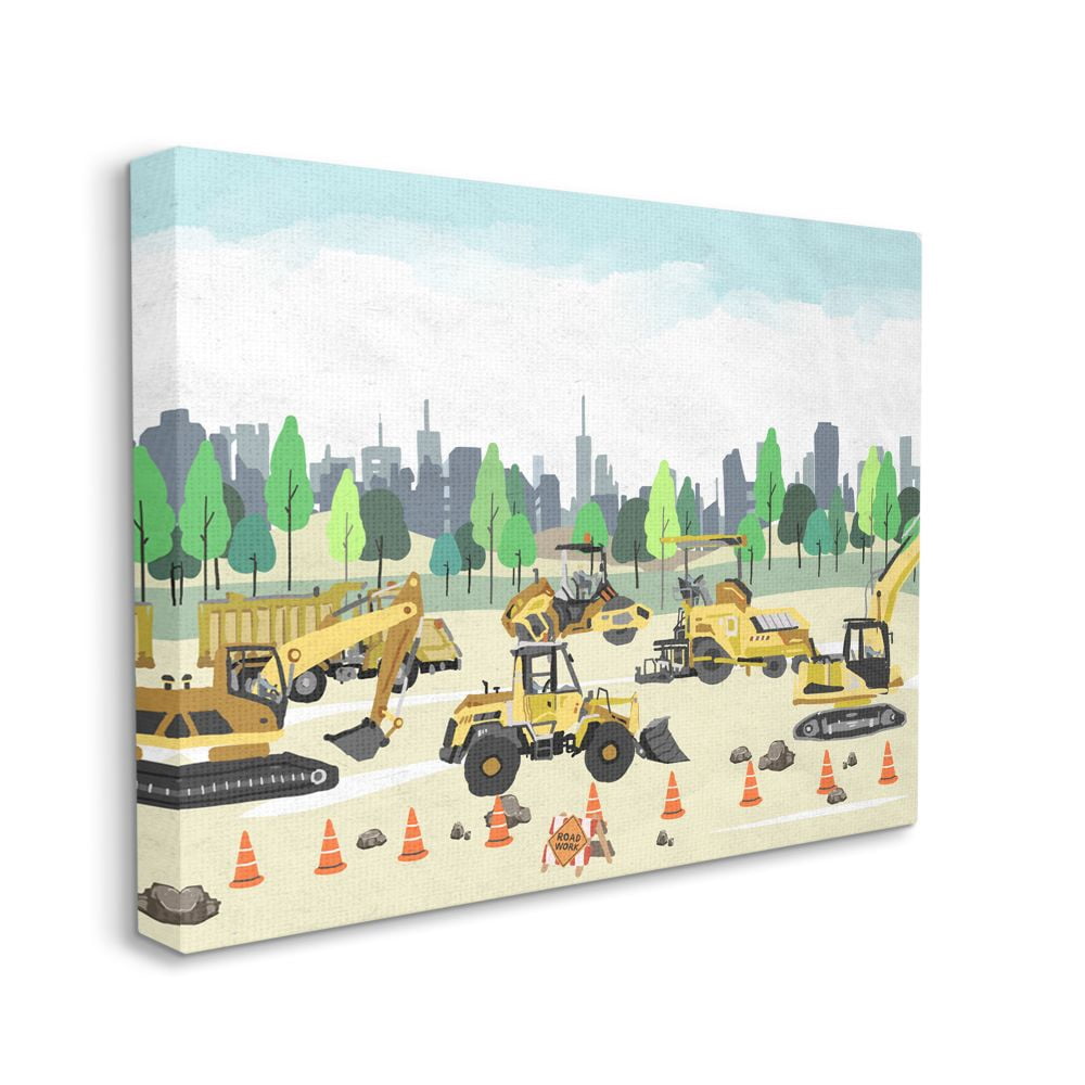 Stupell Industries Construction Vehicles Cartoon Park Painting Design Canvas Wall Art by Ziwei Li