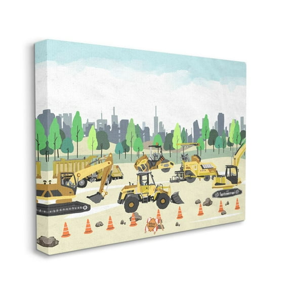 Stupell Industries Construction Vehicles Cartoon Park Painting Design Canvas Wall Art by Ziwei Li