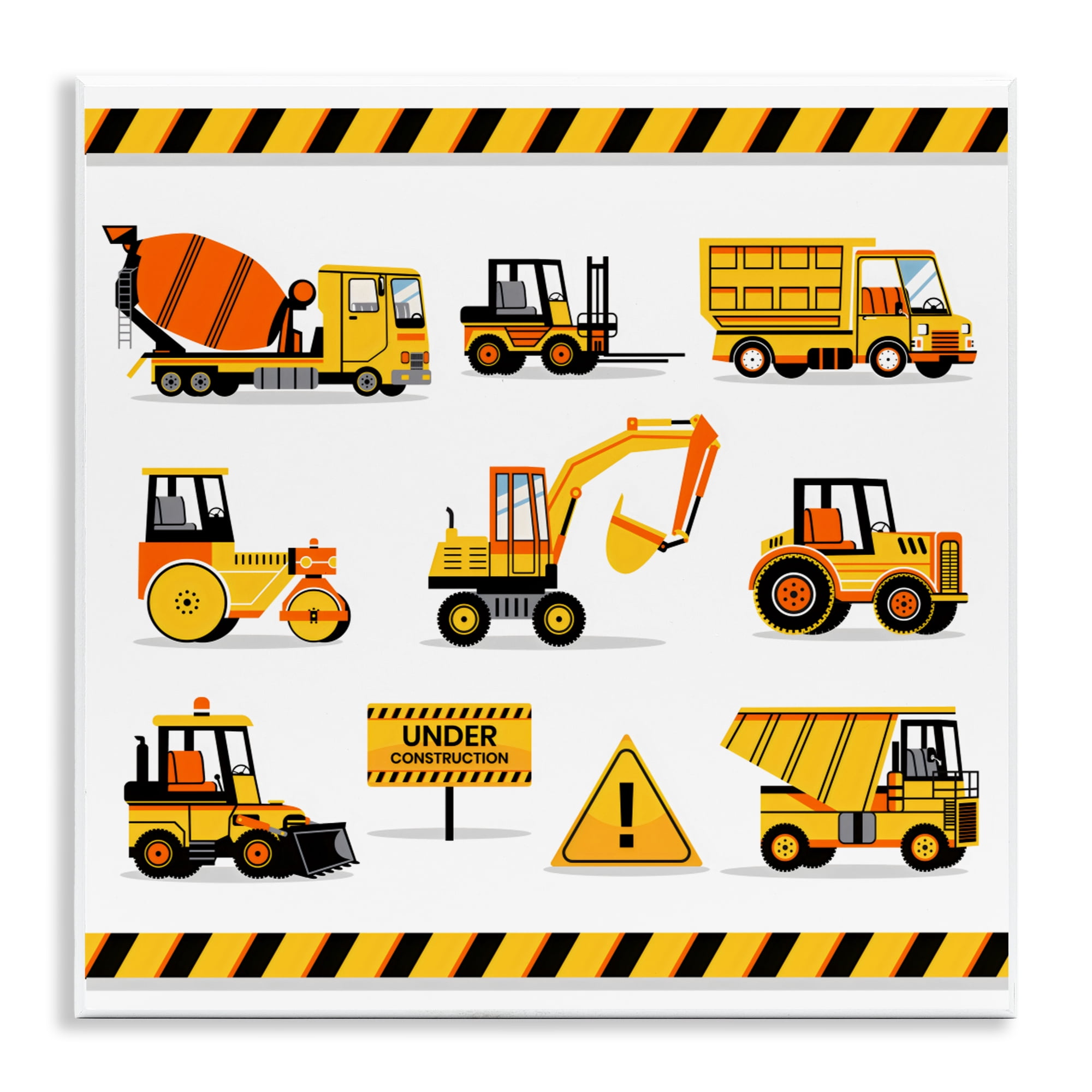 Stupell Industries Construction Vehicles with Warning Wall Plaque Art, design by Creative Studio
