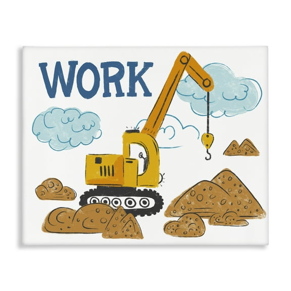 Stupell Industries Construction Work Bulldozer Transportation Painting Wrapped Canvas Art Print Wall Art, 20 x 16