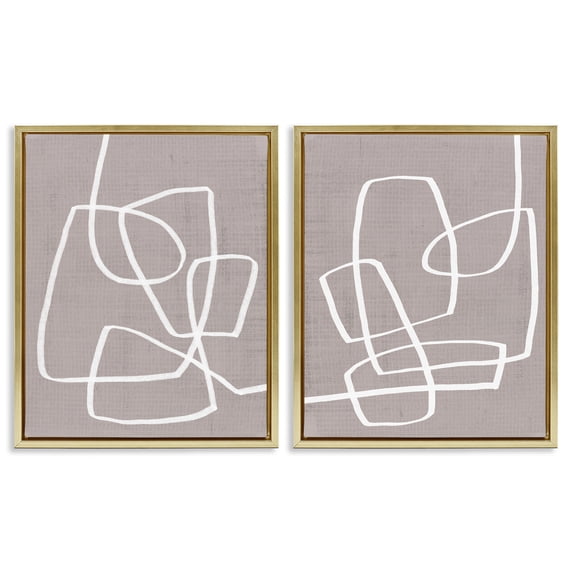 Stupell Industries Contemporary Abstract Busy Line Gold 2pc Floating Frame Art Set, 25 x 31 each, by June Erica Vess
