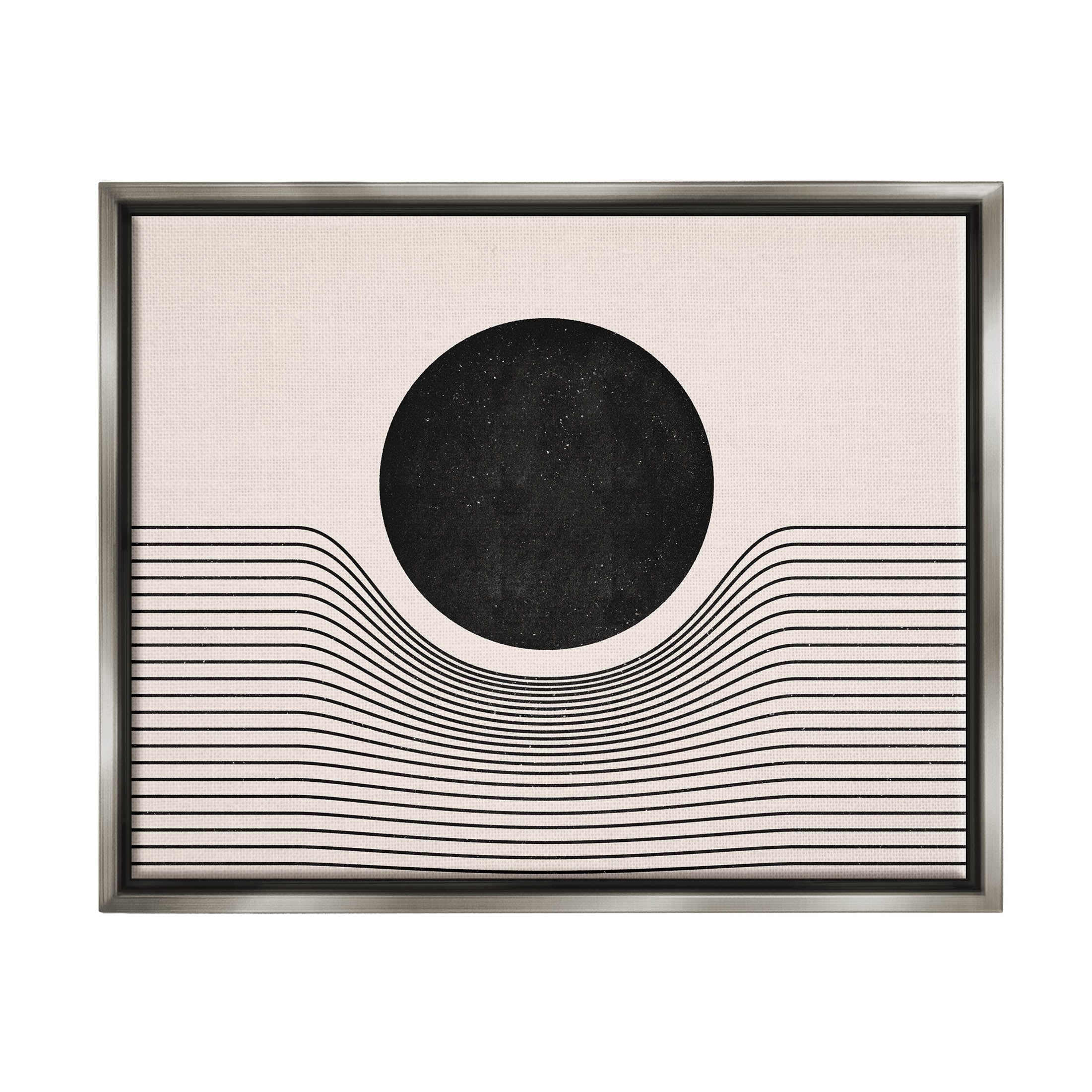 Stupell Industries Contemporary Abstract Circle Stripes Graphic Art Luster Gray Floating Framed Canvas Print Wall Art, Design by JJ Design House LLC