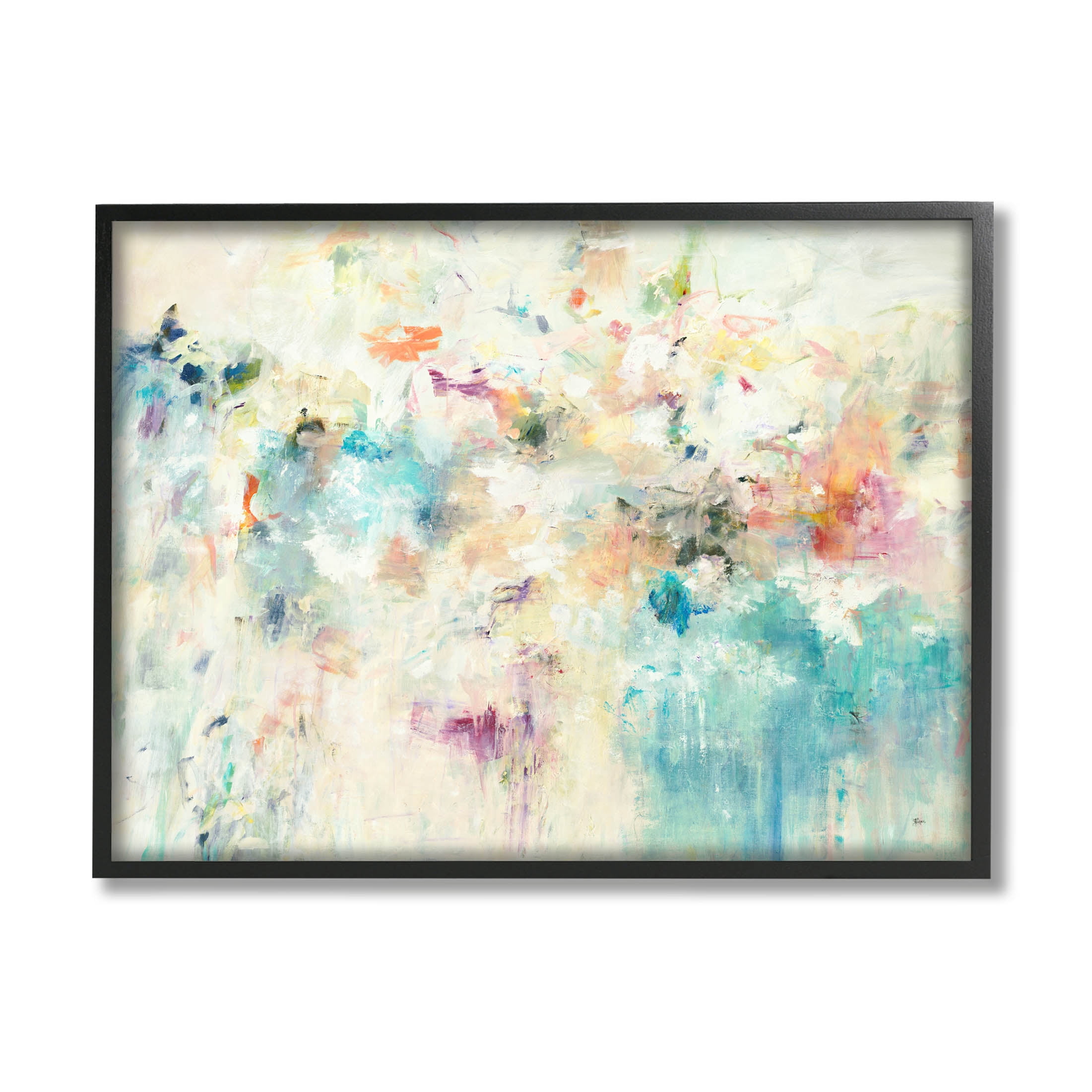 Stupell Industries Contemporary Abstract Composition Painting Black Framed Art Print Wall Art, Design by Lisa Ridgers