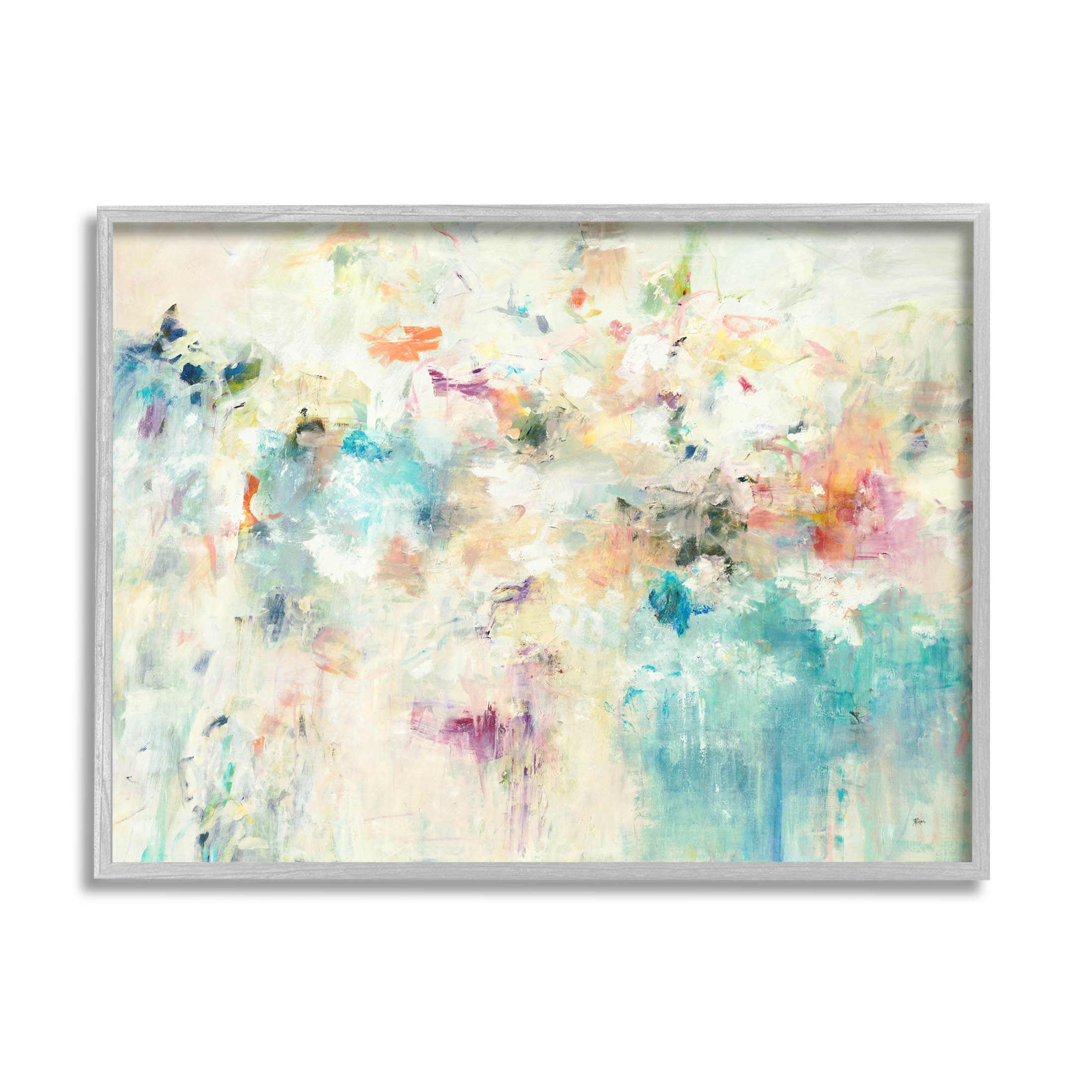 Stupell Industries Contemporary Abstract Composition Painting Gray Framed Art Print Wall Art, Design by Lisa Ridgers