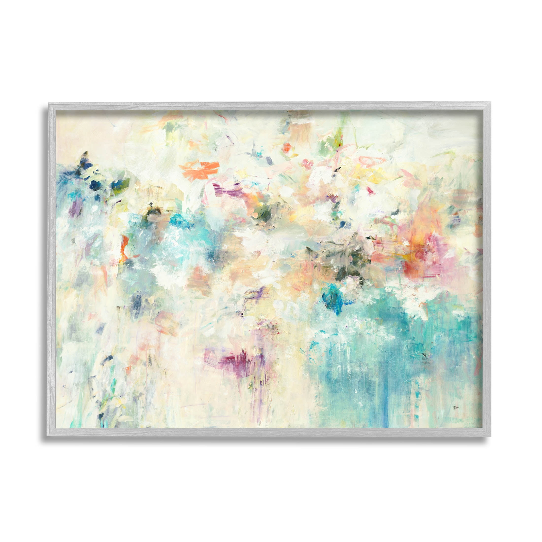 Stupell Industries Contemporary Abstract Composition Painting Gray Framed Art Print Wall Art, Design by Lisa Ridgers