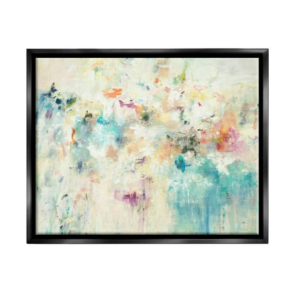 Stupell Industries Contemporary Abstract Composition Painting Jet Black Floating Framed Canvas Print Wall Art, Design by Lisa Ridgers