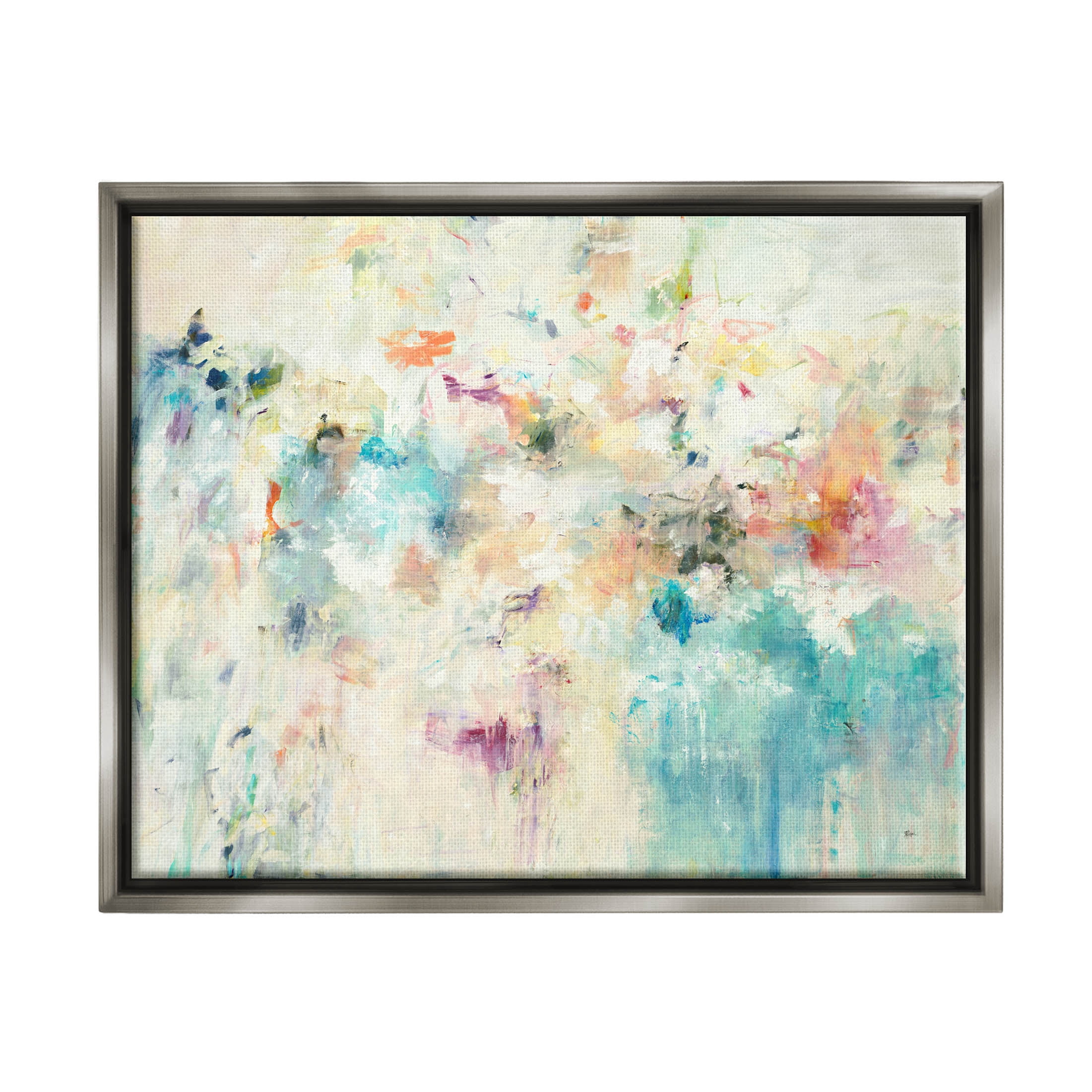 Stupell Industries Contemporary Abstract Composition Painting Luster Gray Floating Framed Canvas Print Wall Art, Design by Lisa Ridgers