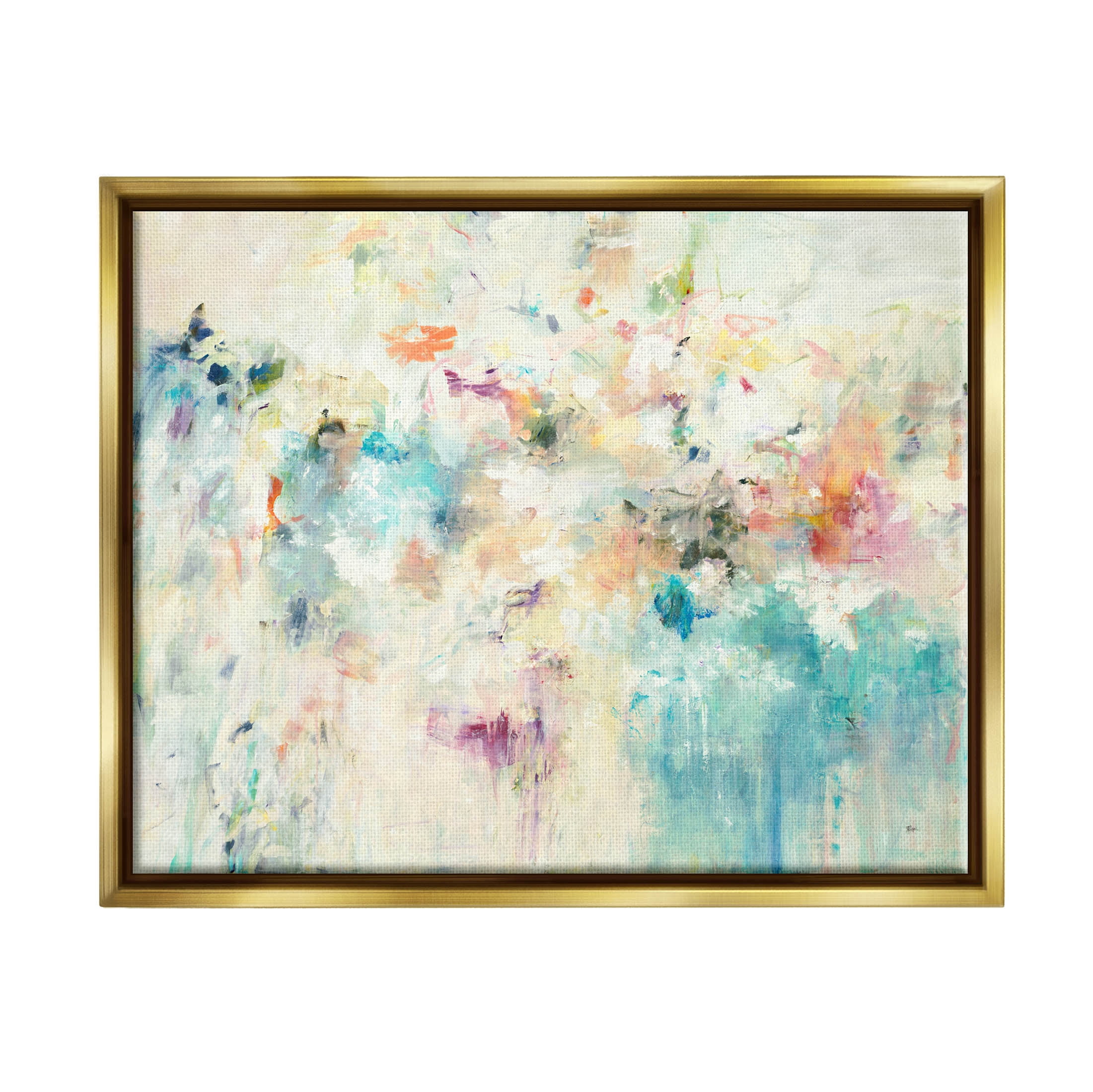 Stupell Industries Contemporary Abstract Composition Painting Metallic Gold Floating Framed Canvas Print Wall Art, Design by Lisa Ridgers