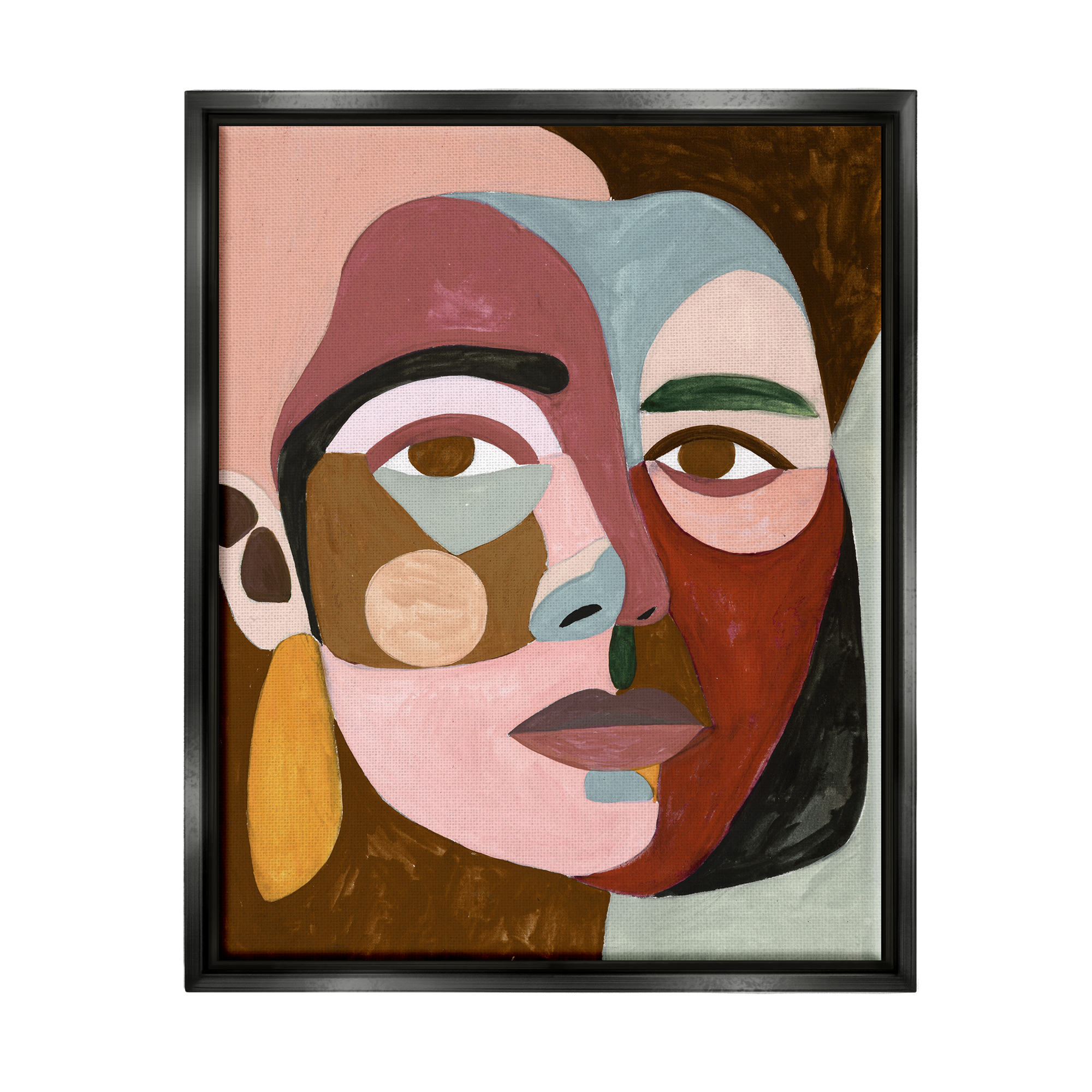 Stupell Industries Contemporary Abstract Face Abstract Painting Black Floater Framed Art Print Wall Art