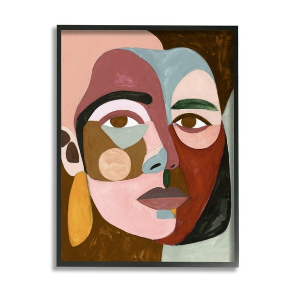 Stupell Industries Contemporary Abstract Face Abstract Painting Black Framed Art Print Wall Art