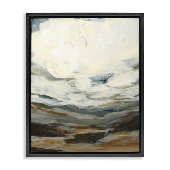 Stupell Industries Contemporary Abstract Heavy Clouds Black Floating Frame Canvas Art, 17 x 21, by Haley Knighten