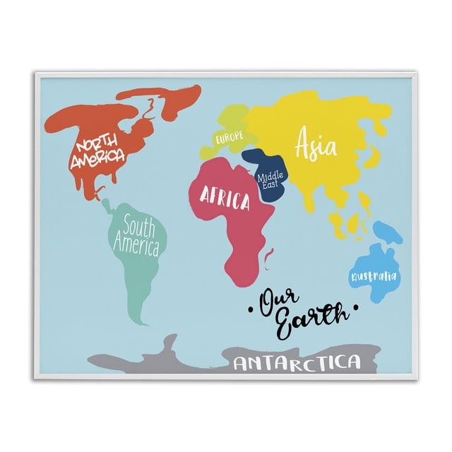 Stupell Industries Contemporary Abstract Our Earth World Map Bold Shape ...
