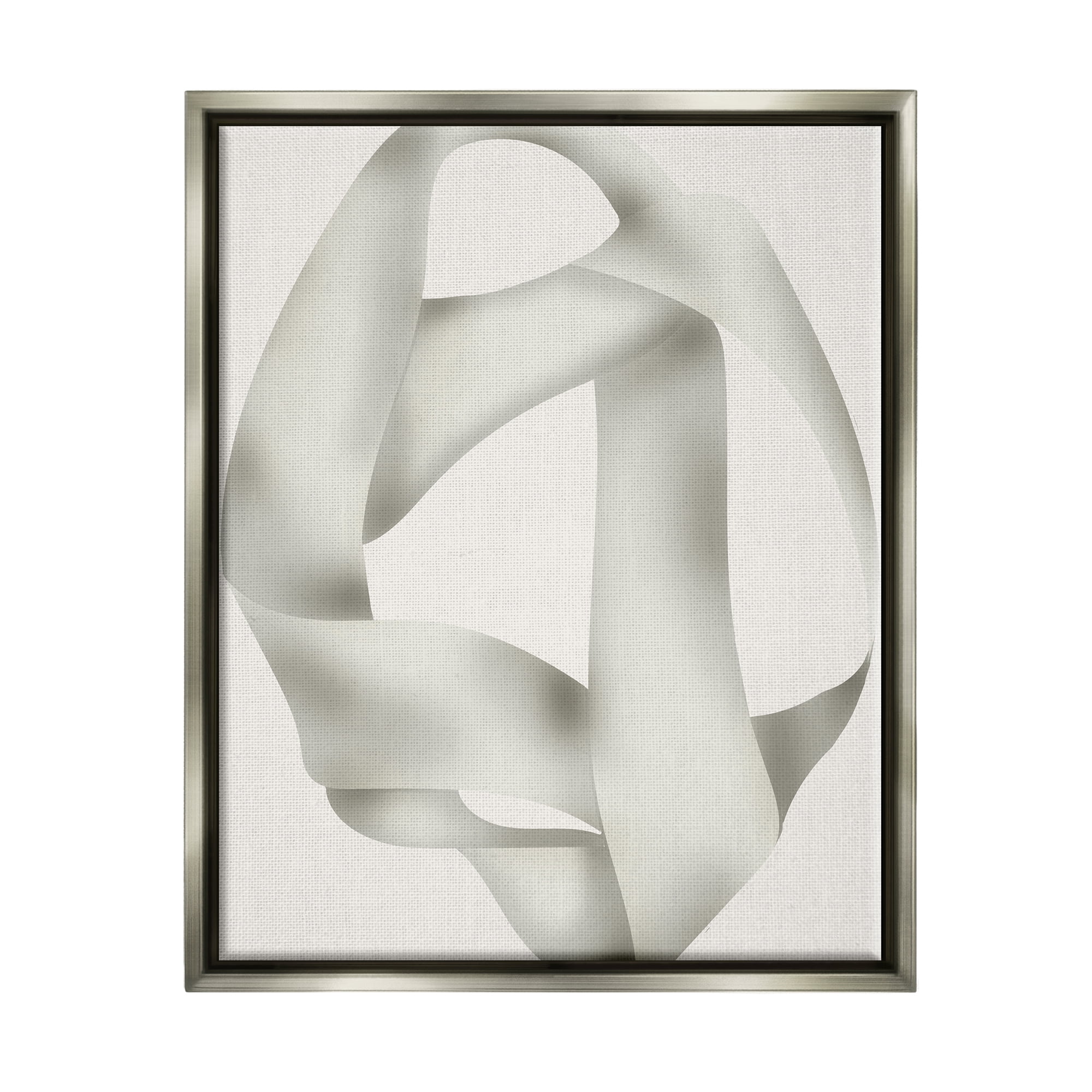 Stupell Industries Contemporary Abstract Overlap Abstract Painting Gray Floater Framed Canvas Art Print Wall Art, 17 x 21