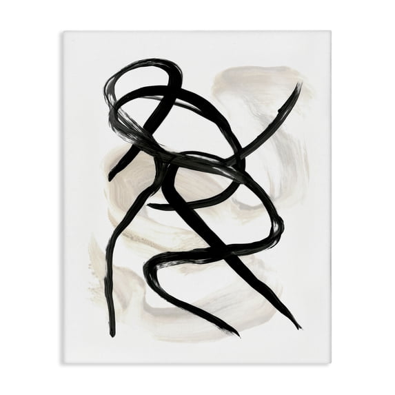 Stupell Industries Contemporary Abstract Paint Strokes Black Brown Canvas Art, 16 x 20, by Lil' Rue