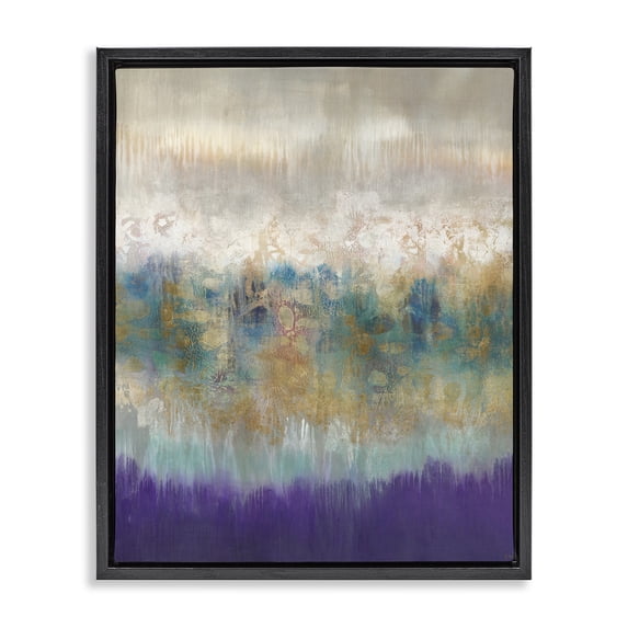 Stupell Industries Contemporary Abstract Purple Green Landscape Black Floating Frame Canvas Art, 17 x 21, by K. Nari