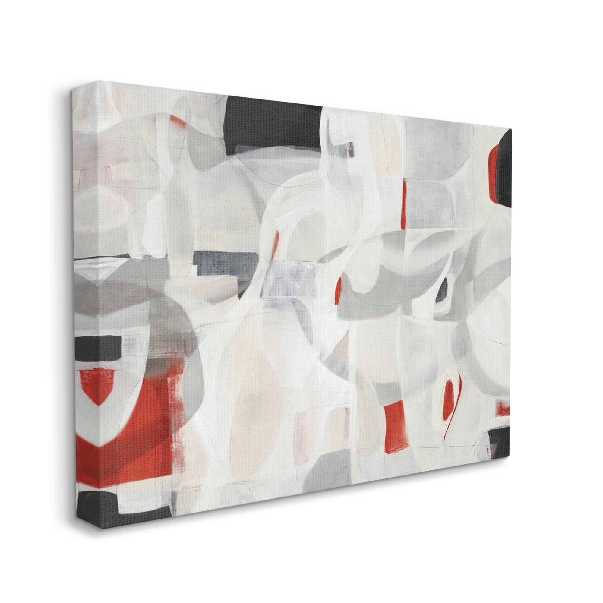 Stupell Industries Contemporary Abstract White Curves Red Highlights,36 x 48,Designed by Kippi Leonard