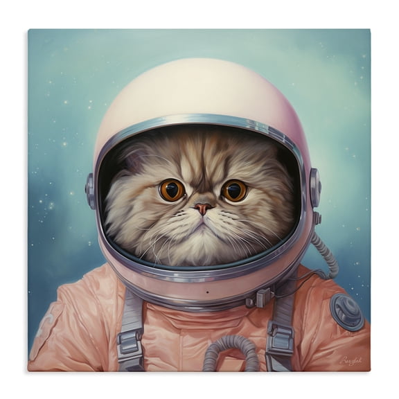 Stupell Industries Contemporary Astronaut Cat in Space Canvas Art, 24 x 24, by Roozbeh