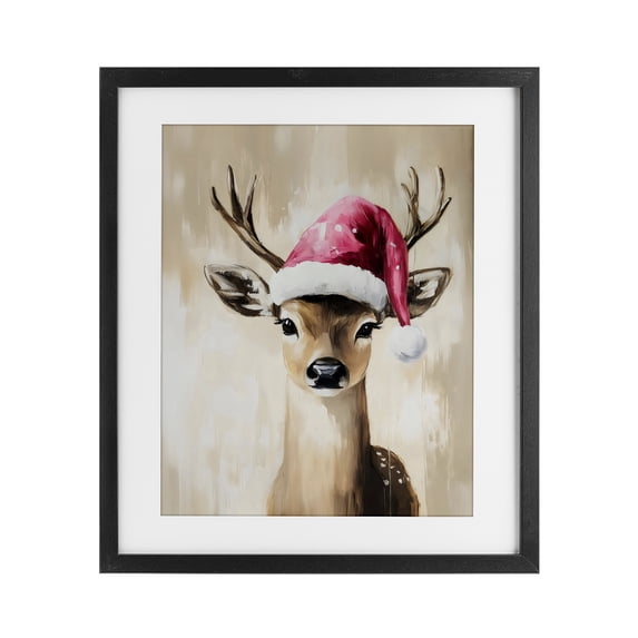 Stupell Industries Contemporary Baby Christmas Deer Black Framed Print Under Glass, 13 x 16, by Arlington Prints