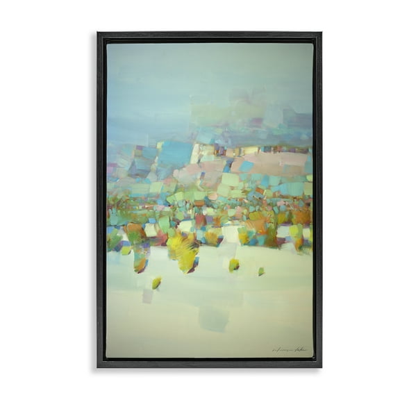 Stupell Industries Contemporary Beach Landscape Abstract Painting Black Floater Framed Canvas Art Print Wall Art, 17 x 25