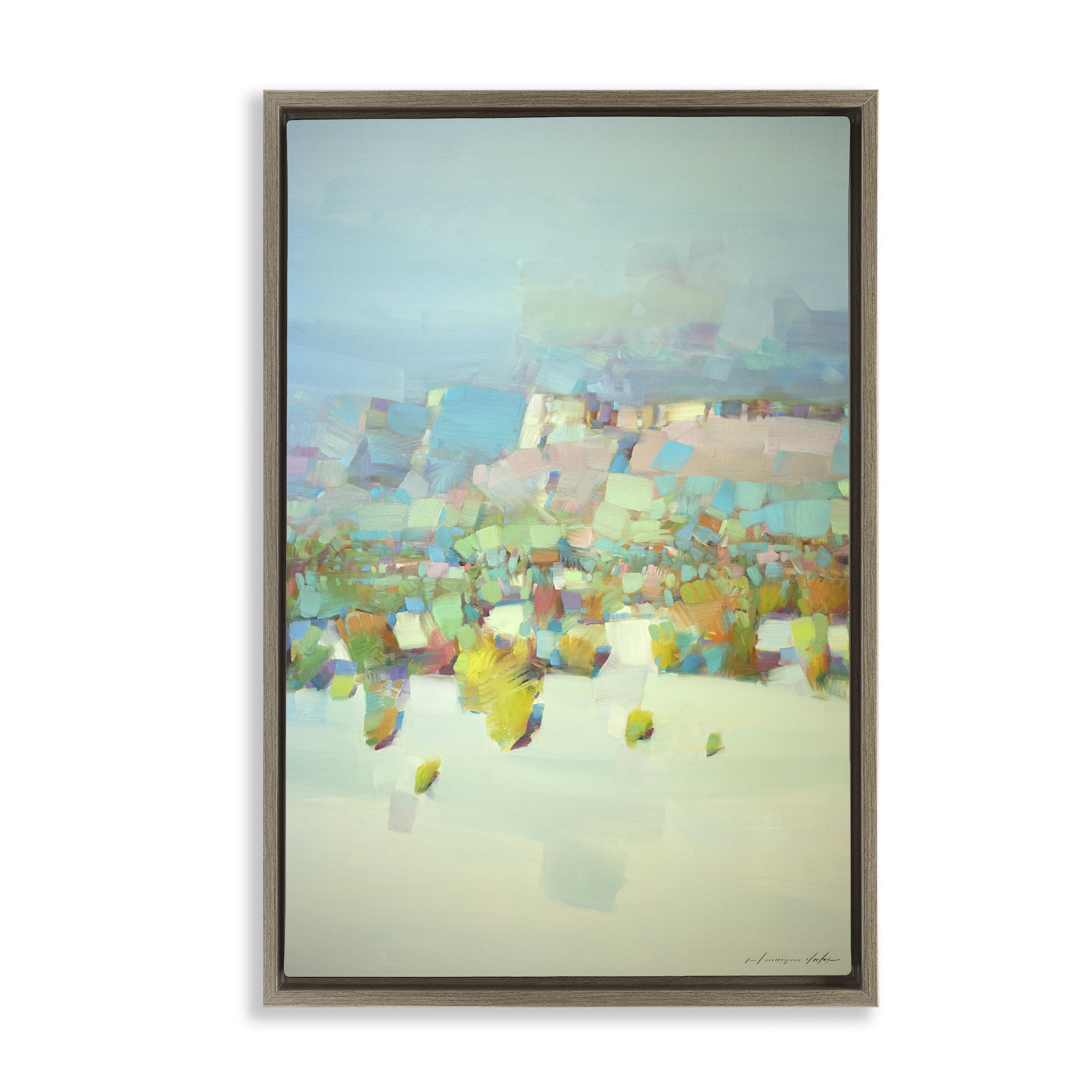 Stupell Industries Contemporary Beach Landscape Abstract Painting Brown Floater Framed Canvas Art Print Wall Art, 17 x 25