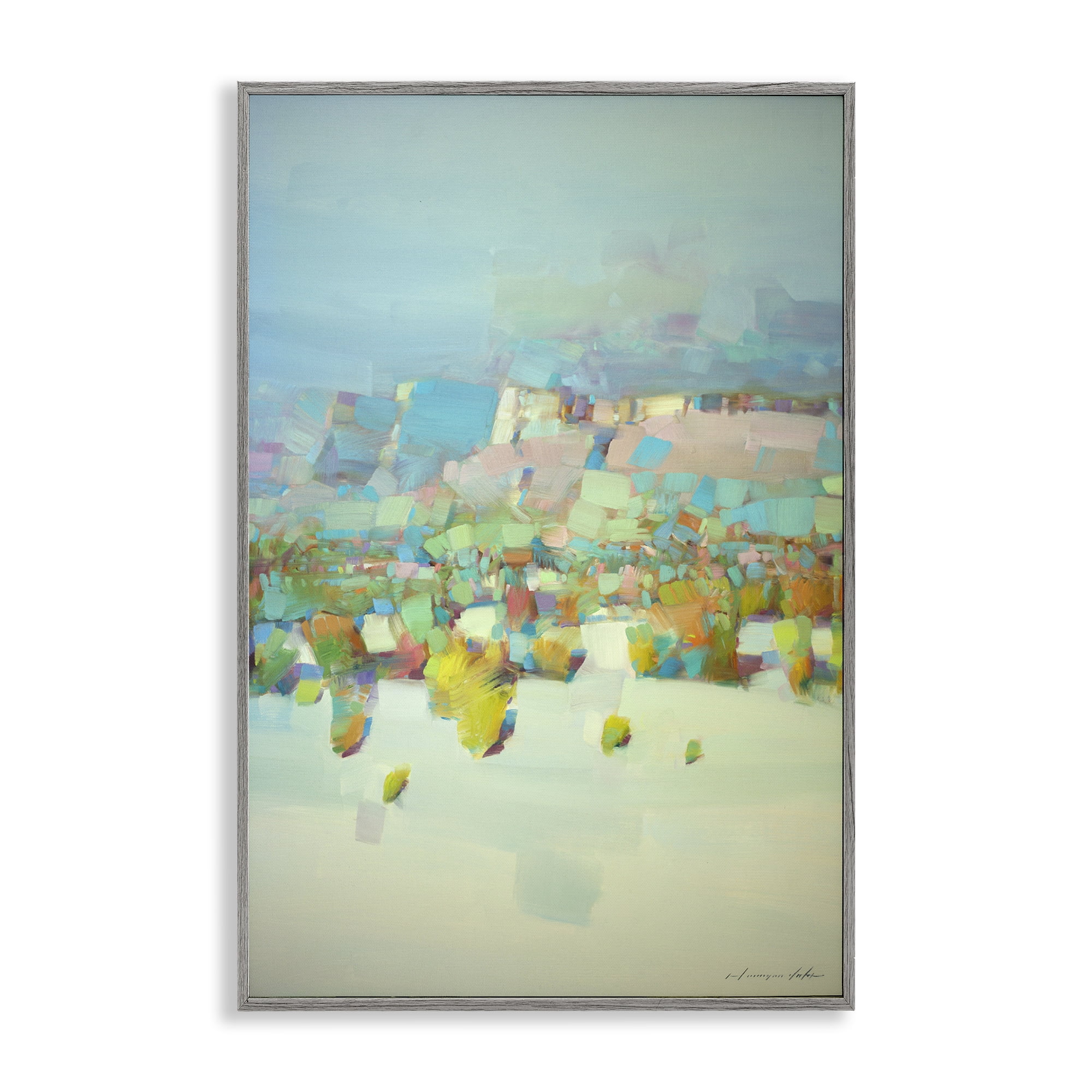 Stupell Industries Contemporary Beach Landscape Abstract Painting Gray Framed Art Print Wall Art, 20 x 30