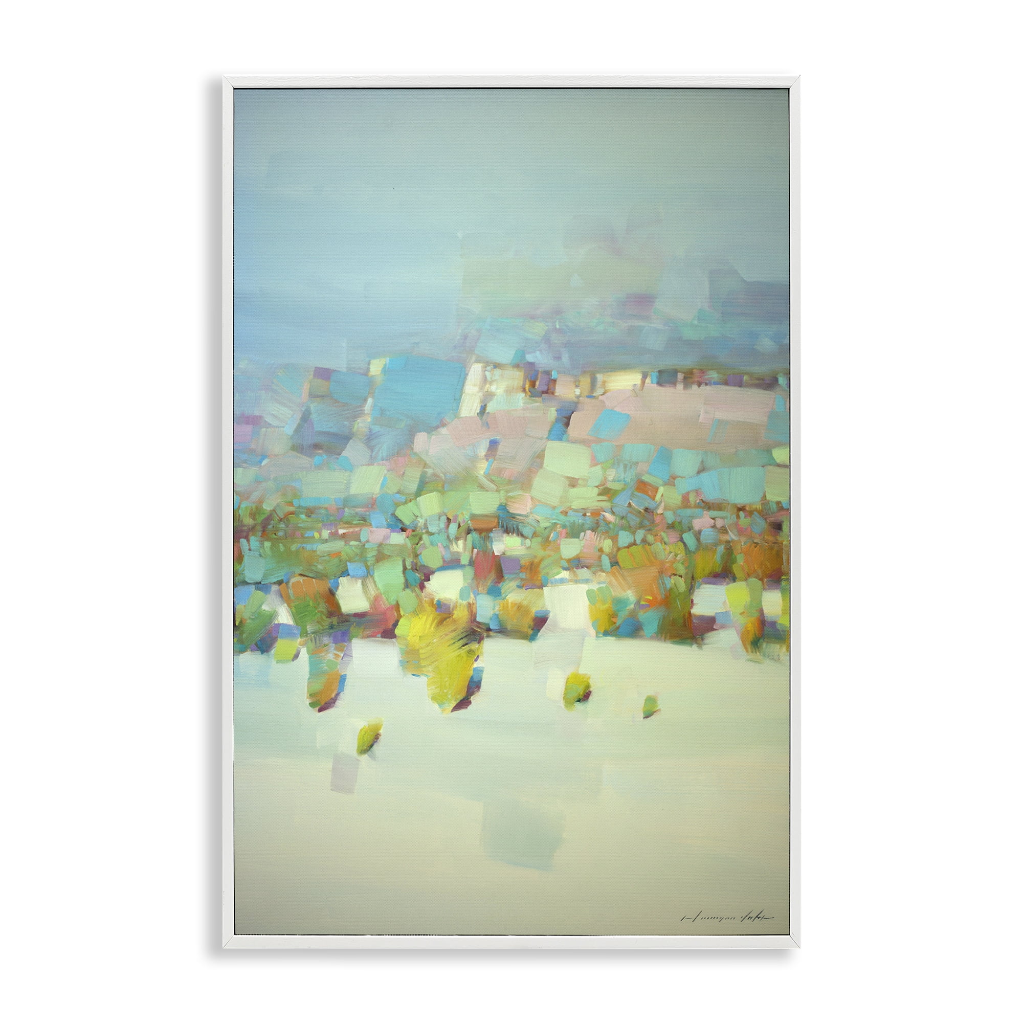 Stupell Industries Contemporary Beach Landscape Abstract Painting White Framed Art Print Wall Art, 12 x 18