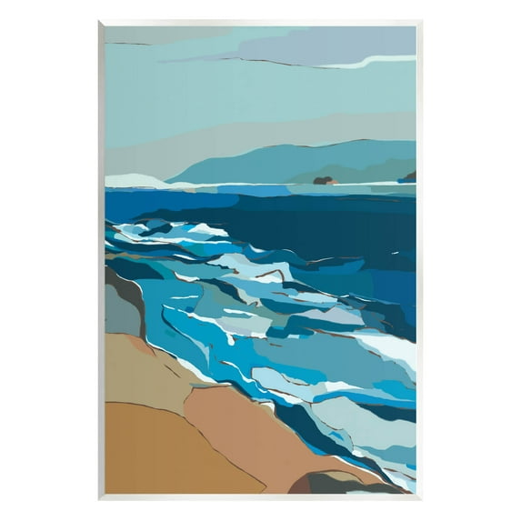 Stupell Industries Contemporary Beach Shore Waves Graphic Art Unframed Art Print Wall Art, Design by Nikita Jariwala