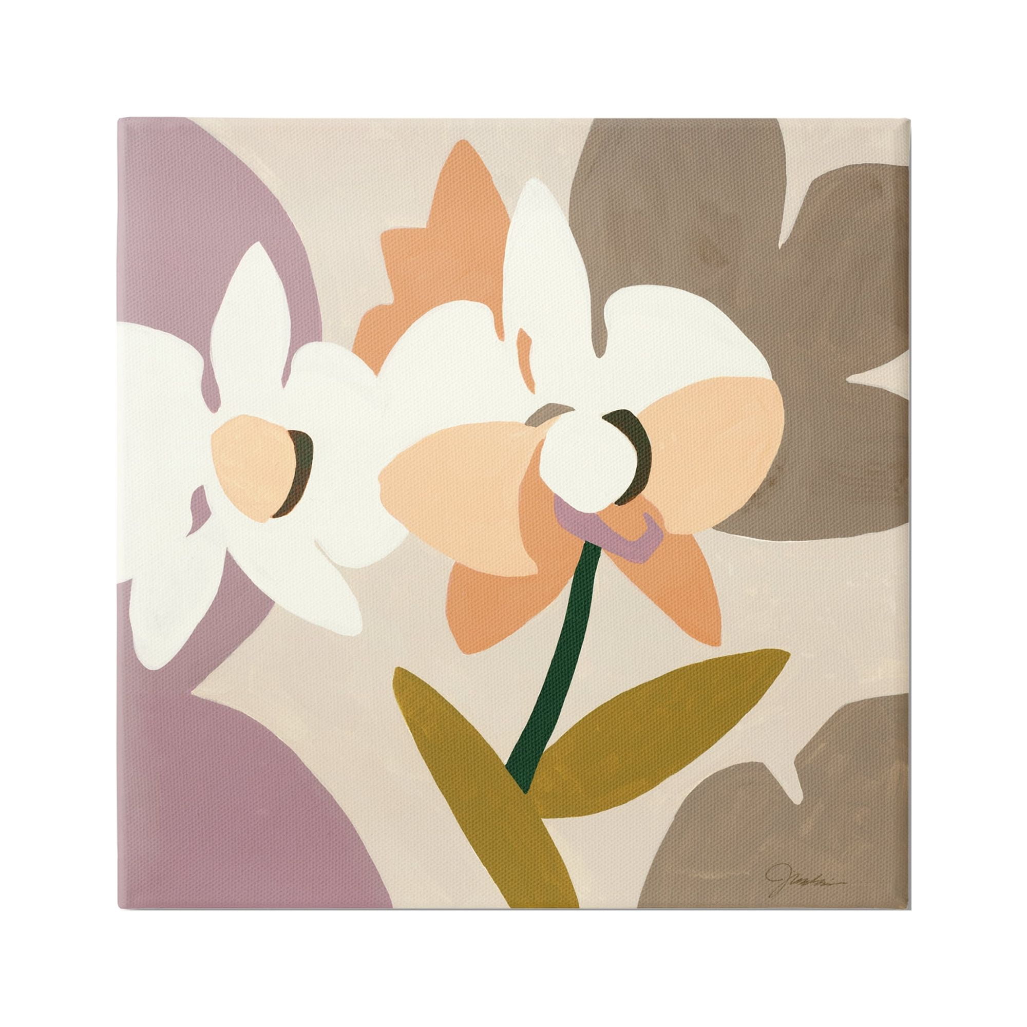 Stupell Industries Contemporary Beige Orchids Abstract Painting Gallery Wrapped Canvas Print Wall Art, 30 x 30