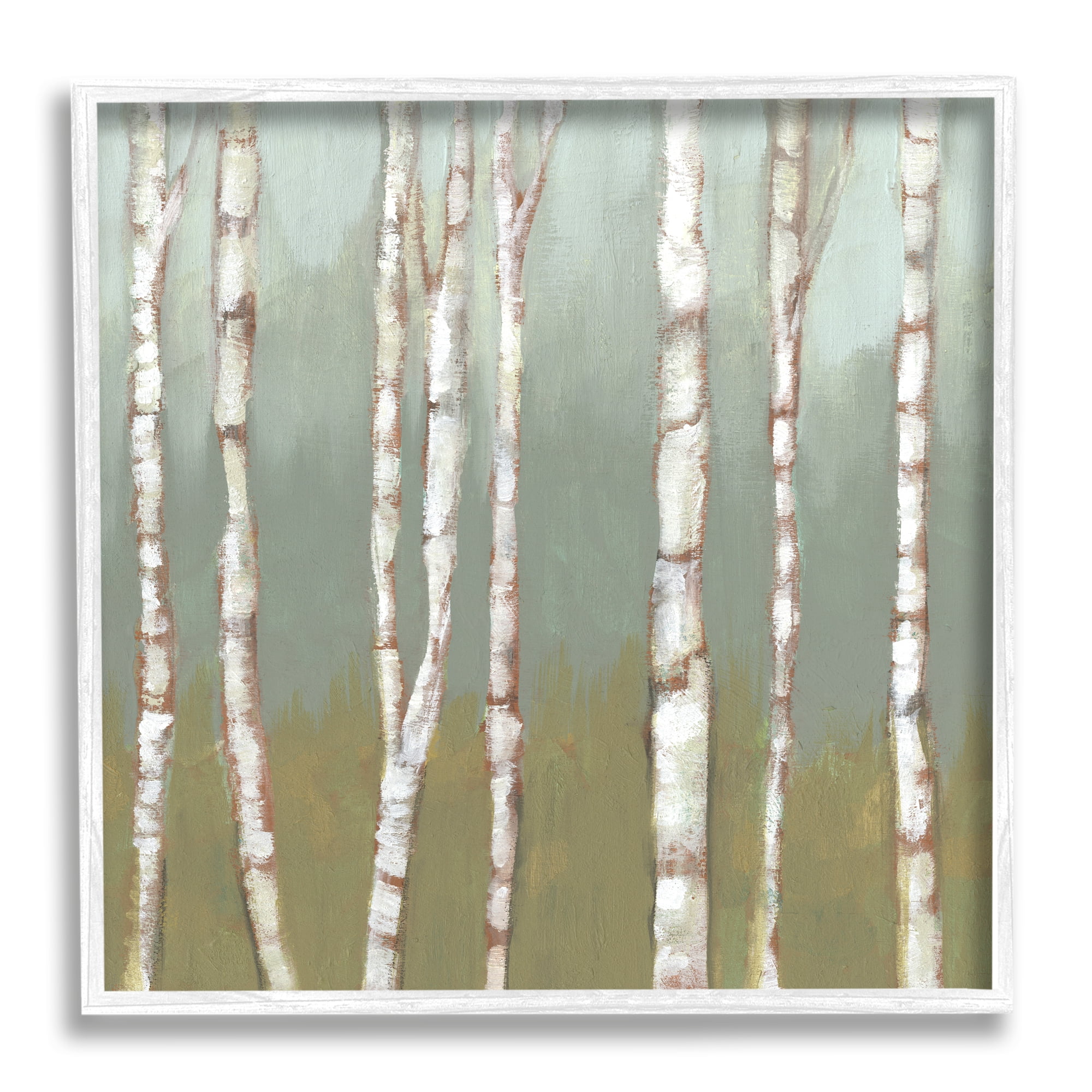 Stupell Industries Contemporary Birch Tree Forest Striped White Bark Painting, 17 x 17, Design by Jennifer Goldberger