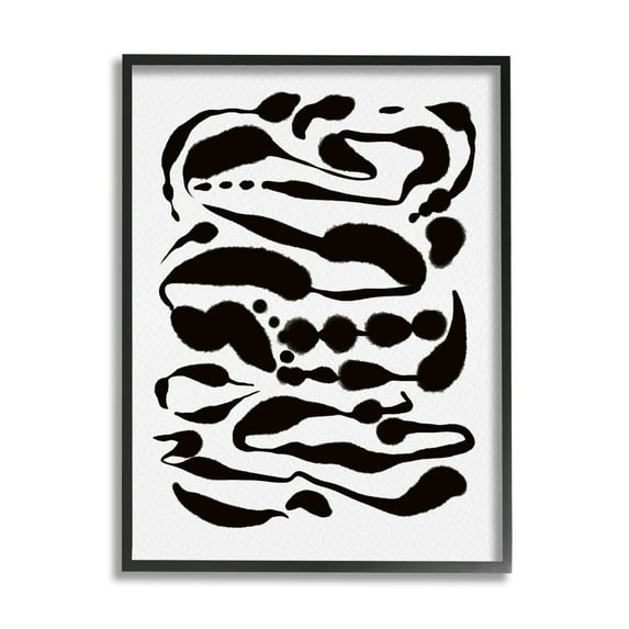 Stupell Industries Contemporary Black Ink Shapes Minimal Abstract Design Framed Wall Art, 16 x 20, Design by Amy Brinkman