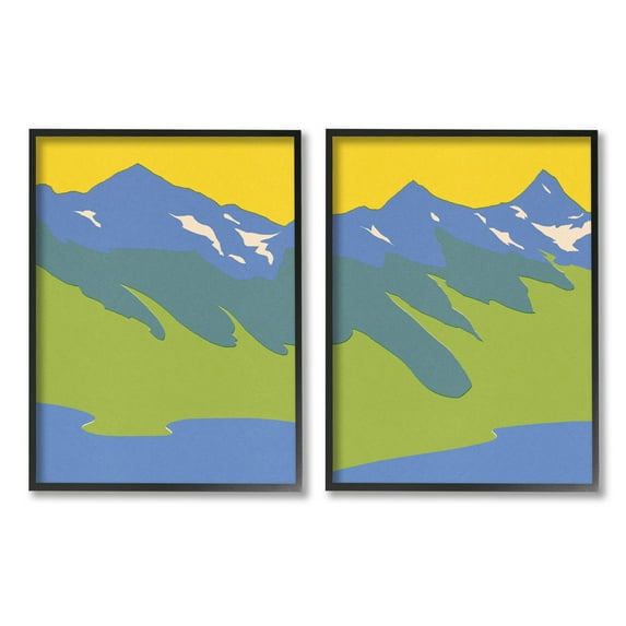Stupell Industries Contemporary Blocked Mountains Graphic Art Black Framed Art Print Wall Art, Set of 2, Design by Jacob Green