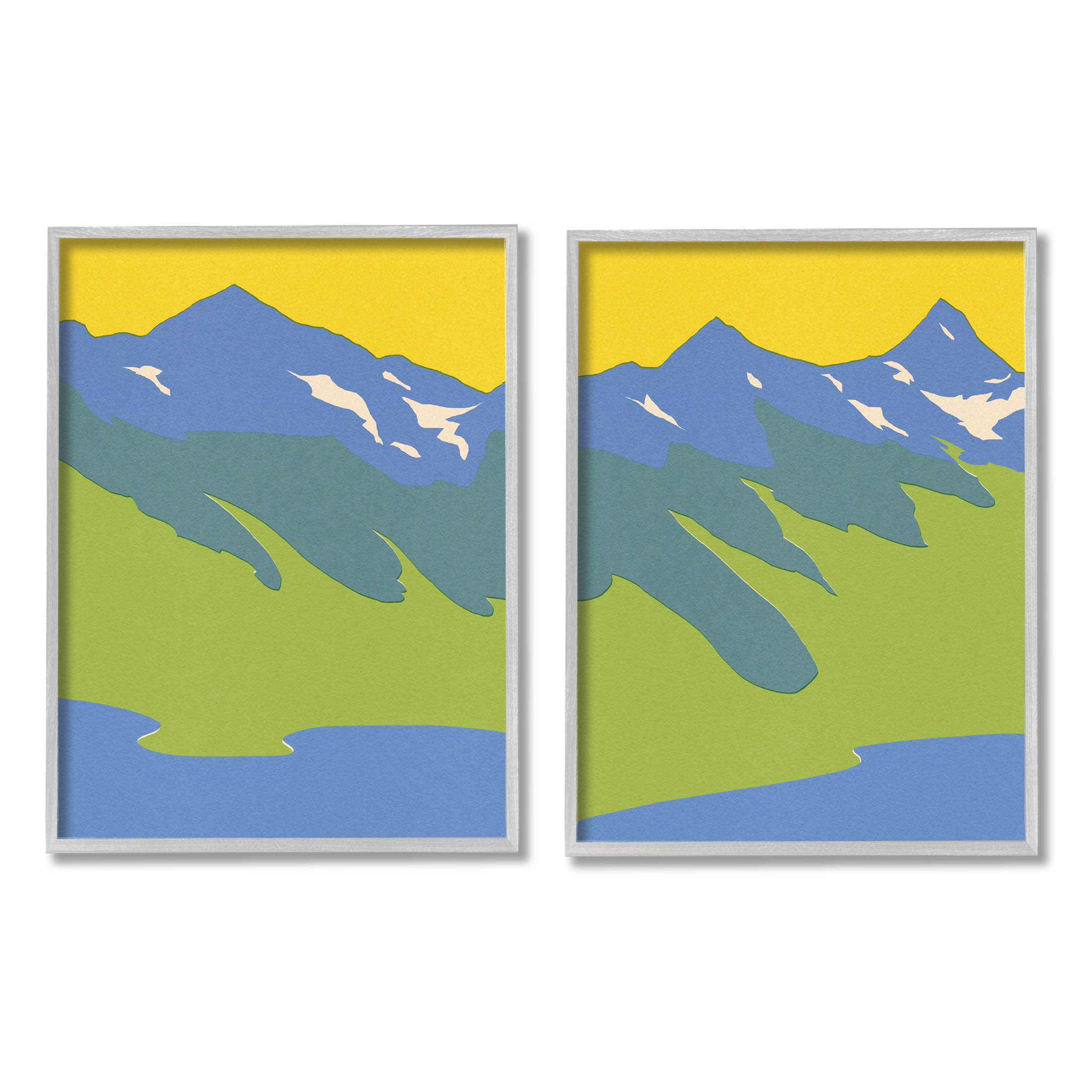 Stupell Industries Contemporary Blocked Mountains Graphic Art Gray Framed Art Print Wall Art, Set of 2, Design by Jacob Green