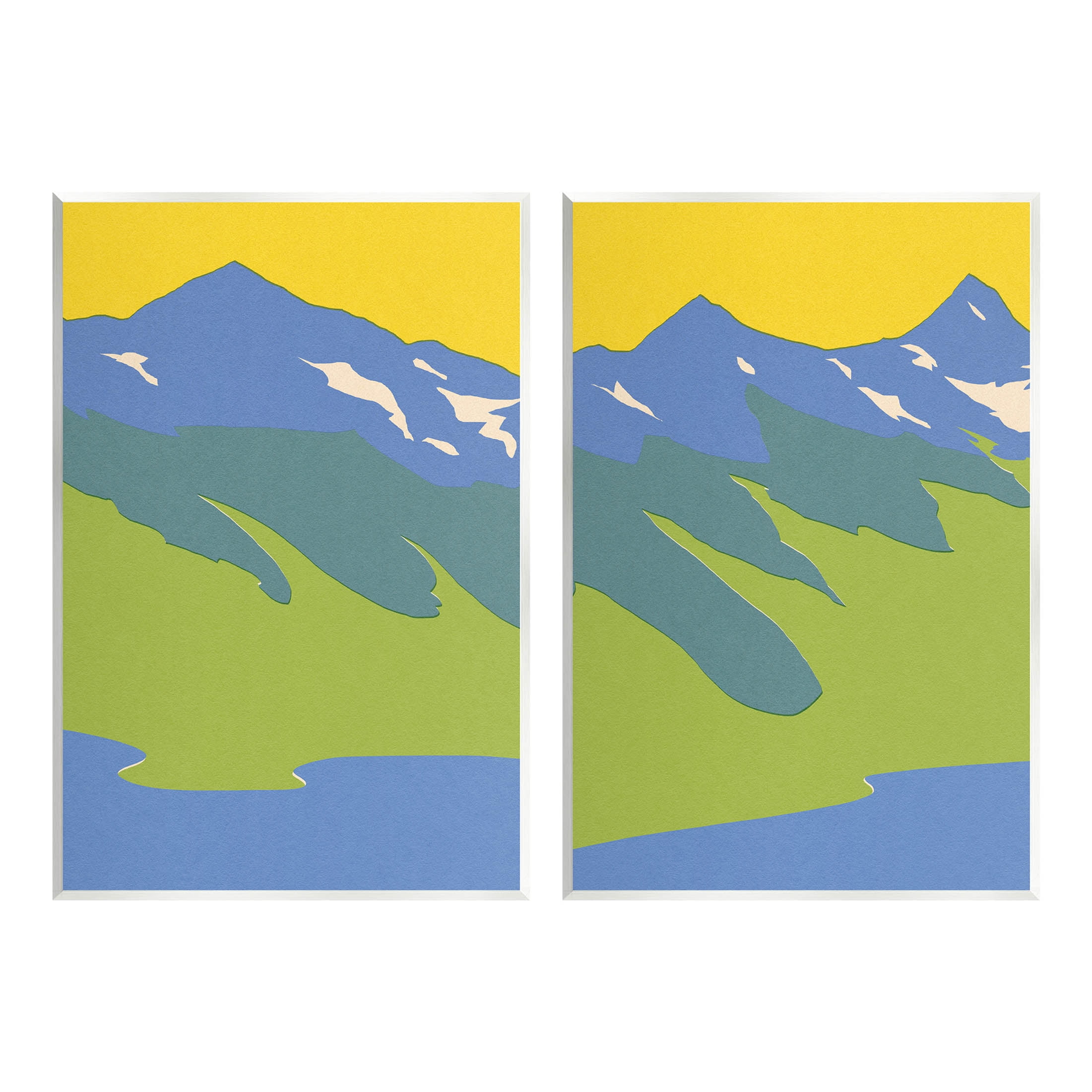 Stupell Industries Contemporary Blocked Mountains Graphic Art Unframed Art Print Wall Art, Set of 2, Design by Jacob Green