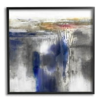 Stupell Industries Contemporary Blue Abstract Painting Black Framed Art Print Wall Art, Design by K. Nari
