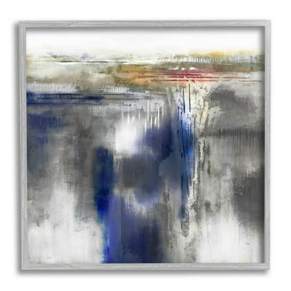 Stupell Industries Contemporary Blue Abstract Painting Gray Framed Art Print Wall Art, Design by K. Nari