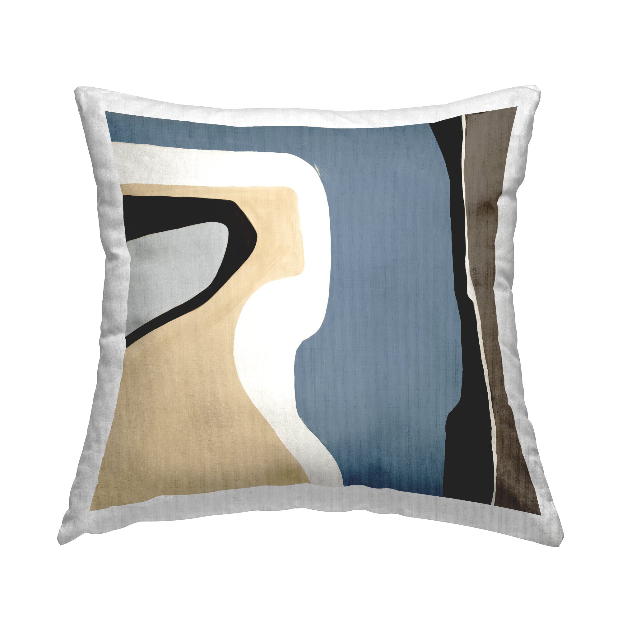 Stupell Industries Contemporary Blue & Beige Shapes Square Decorative Printed Throw Pillow, 18 x 18
