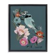 thumbnail image 1 of Stupell Industries Contemporary Blue Bird & Flowers Black Floating Frame Canvas Art, 17 x 21, by Hannah Byatt, 1 of 8
