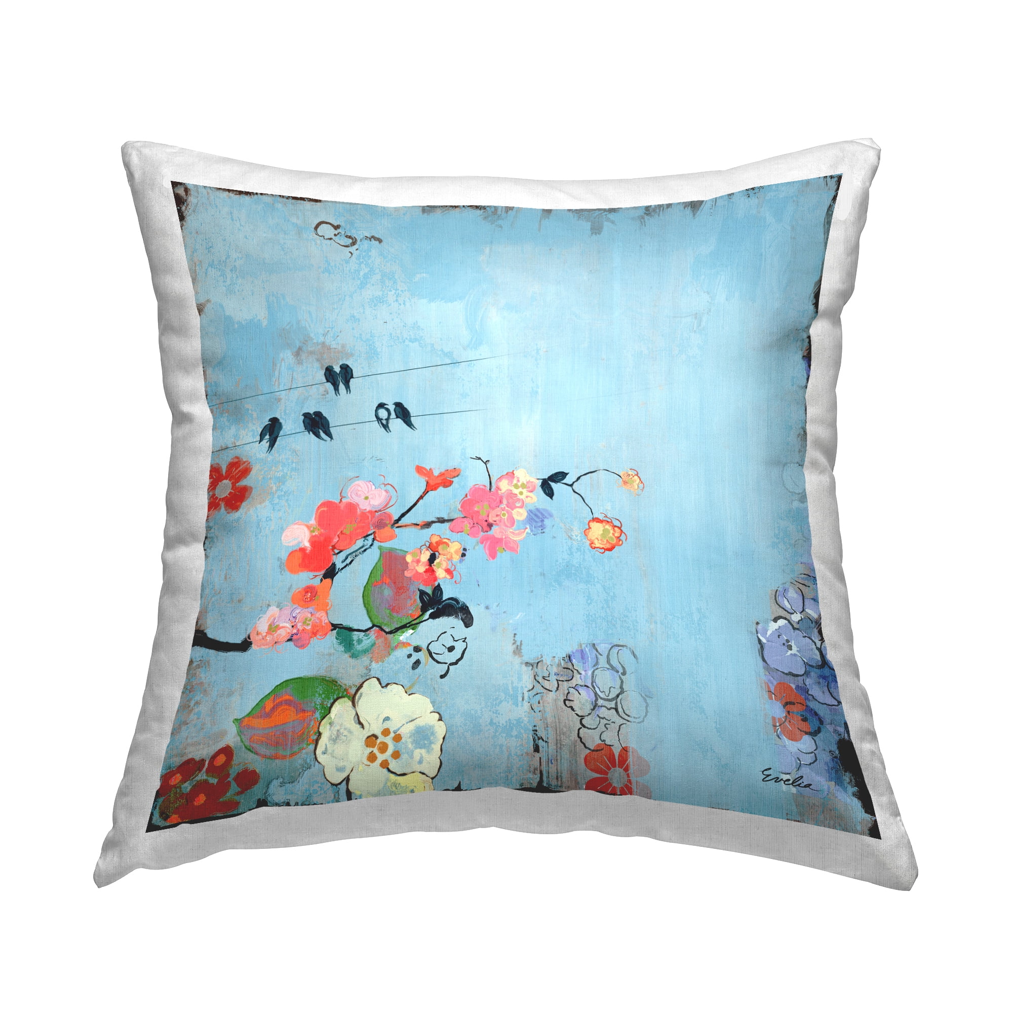 Stupell Industries Contemporary Blue Floral Nature View Printed Throw Pillow Design by Evelia Designs