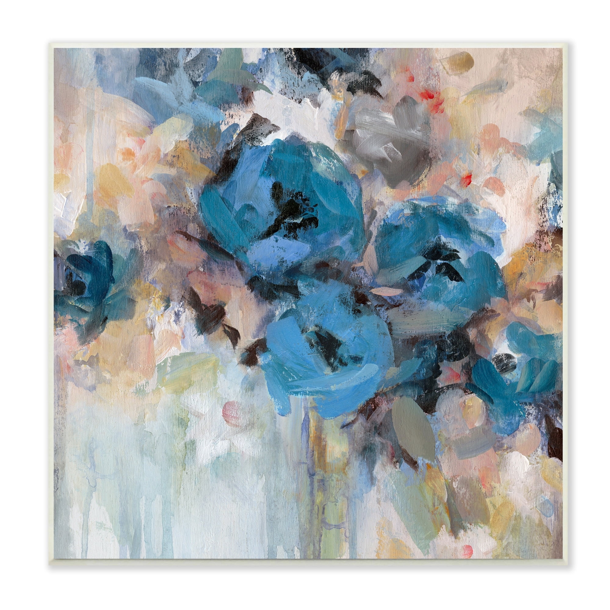 Stupell Industries Contemporary Blue Flowers Arrangement Impressionist Brushstrokes Painting Unframed Art Print Wall Art, Design by Carol Robinson