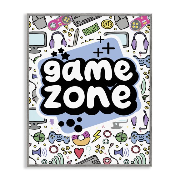 Stupell Industries Contemporary Blue Game Zone Gray Framed Giclee Art, 16 x 20, by Jesse Keith