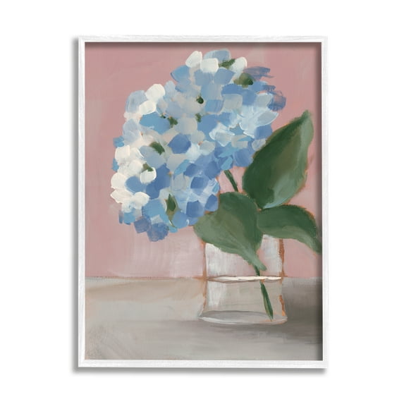 Stupell Industries Contemporary Blue Hydrangea Still Life Floral Stem Glam Painting White framed Art Print Wall Art, 11 x 14, Design by Regina Moore