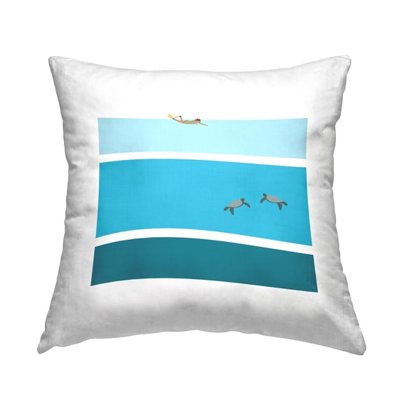 Stupell Industries Contemporary Blue Sea Turtles Diver Geometric Shapes Design by Make Much Studios Throw Pillow