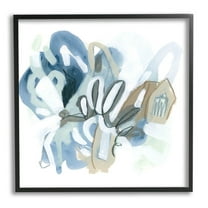Stupell Industries Contemporary Blue Squiggle Shapes Painting Black Framed Art Print Wall Art, Design by June Erica Vess