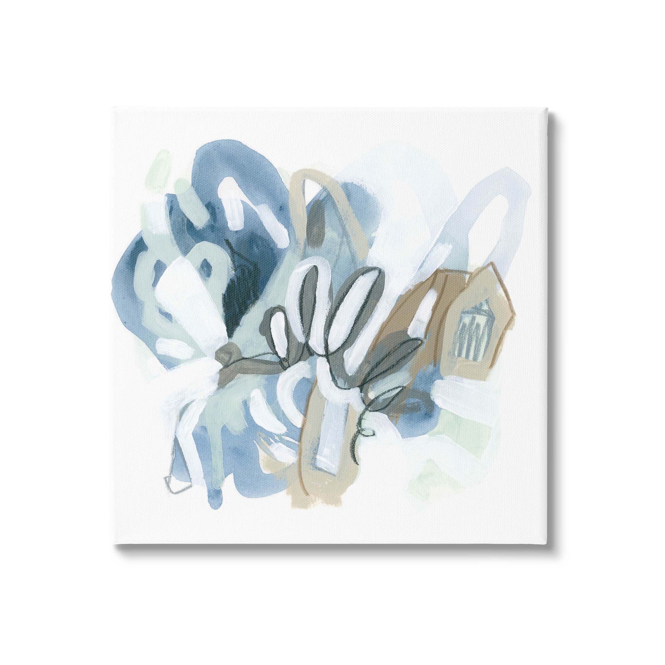 Stupell Industries Contemporary Blue Squiggle Shapes Painting Gallery Wrapped Canvas Print Wall Art, Design by June Erica Vess
