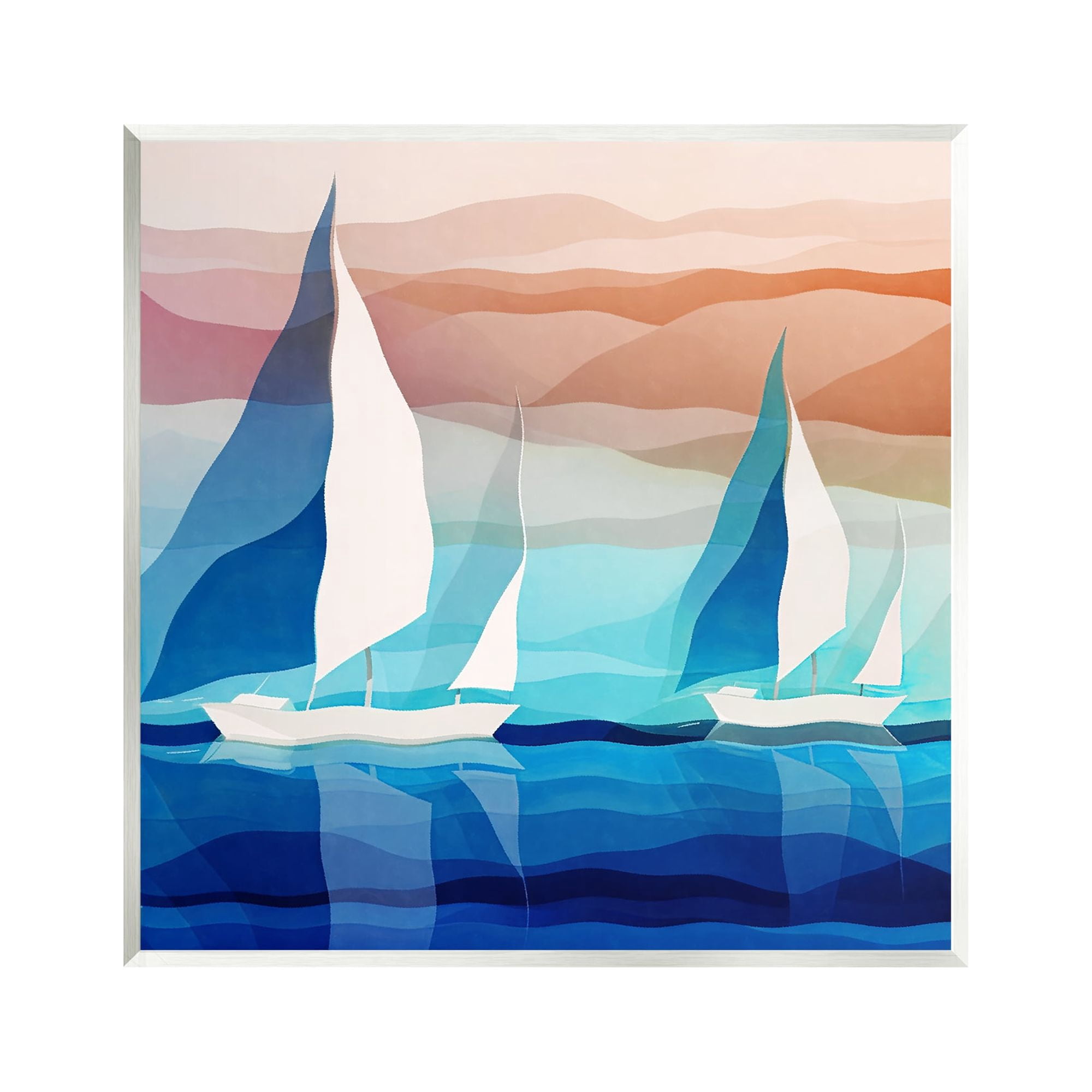 Stupell Industries Contemporary Boats Seascape Transportation Painting Unframed Art Print Wall Art, 12 x 12