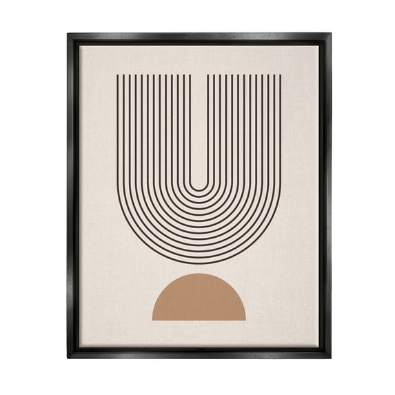 Stupell Industries Contemporary Boho Arch Abstract Painting Black Floater Framed Art Print Wall Art, 25 x 31