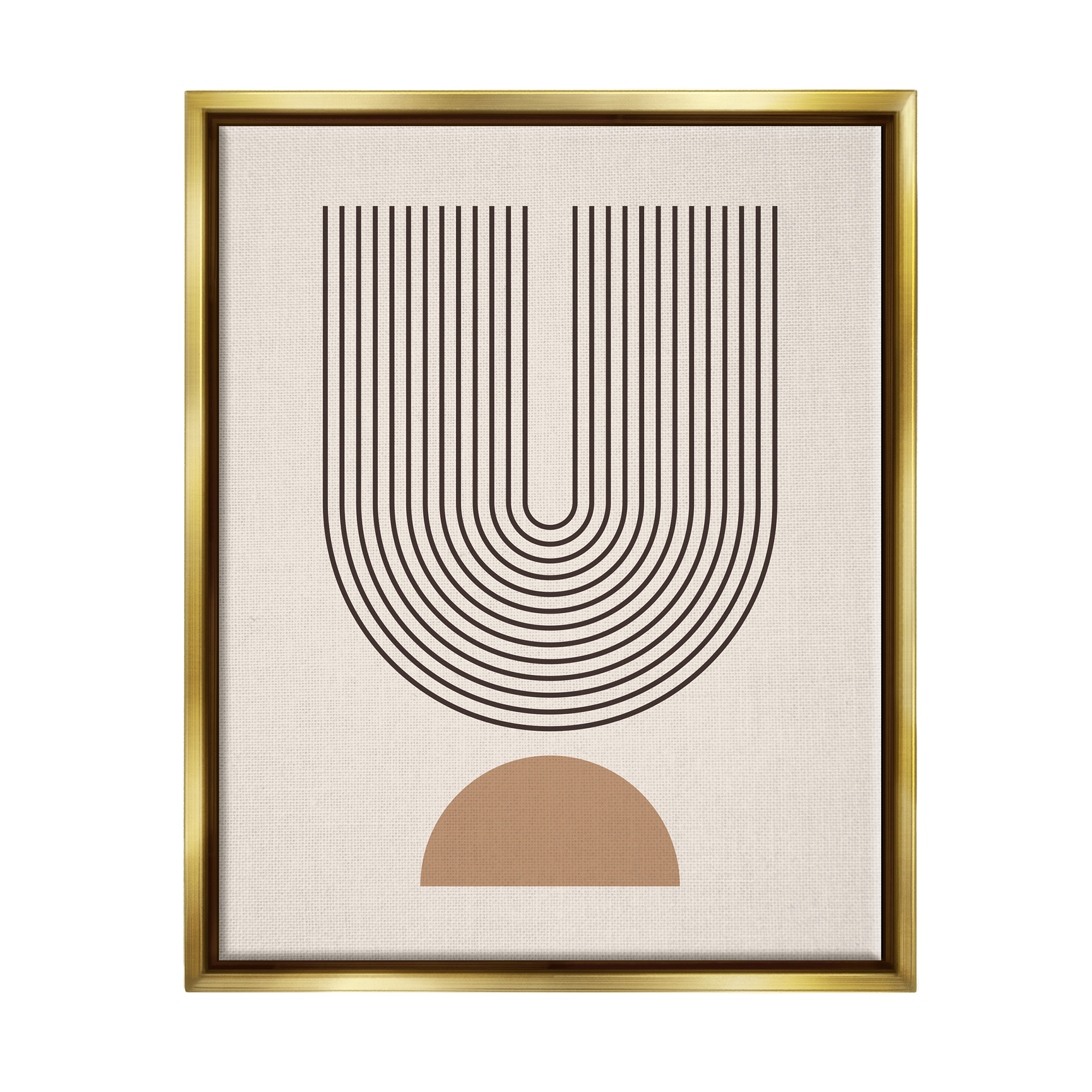 Stupell Industries Contemporary Boho Arch Abstract Painting Gold Floater Framed Art Print Wall Art, 17 x 21