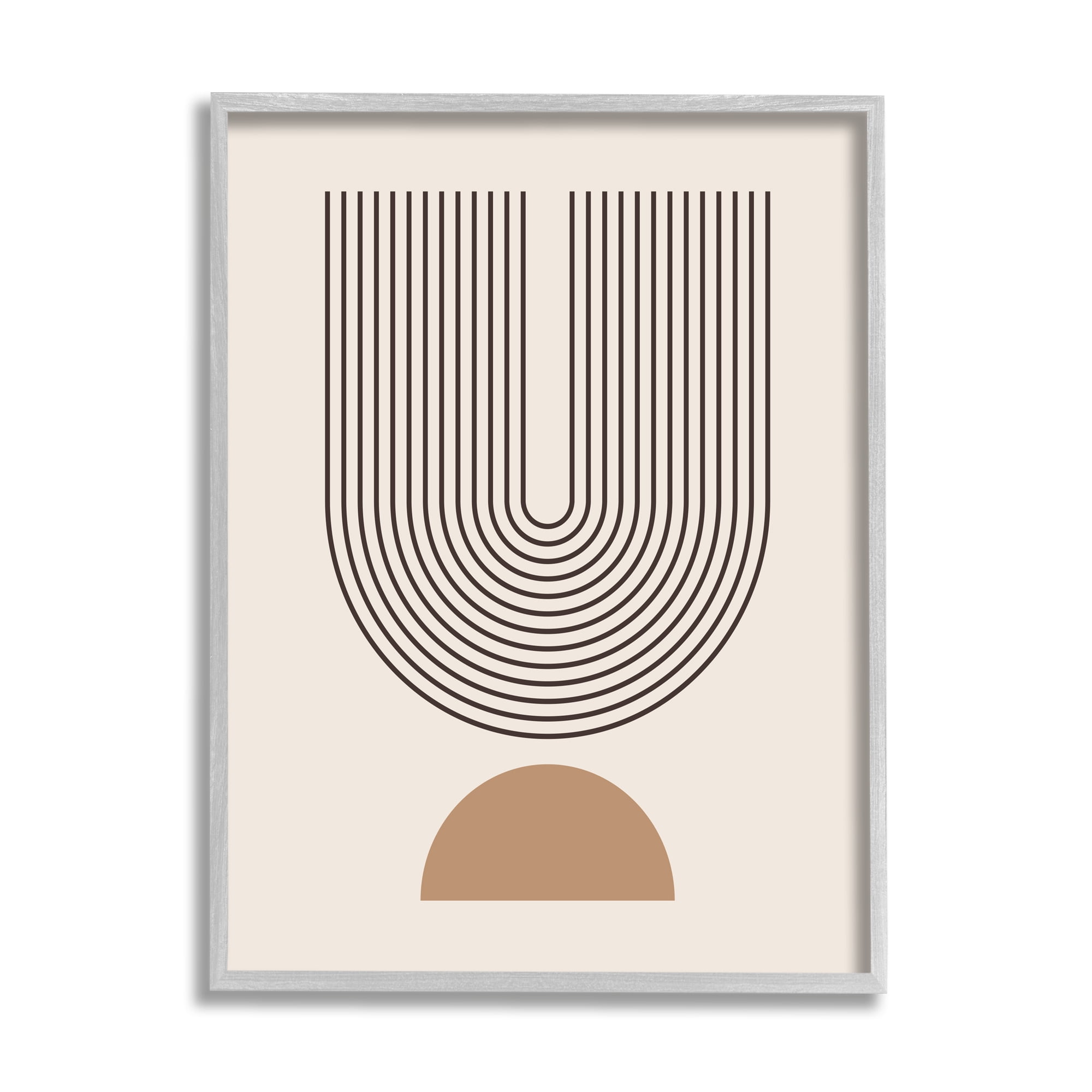 Stupell Industries Contemporary Boho Arch Abstract Painting Gray Framed Art Print Wall Art, 24 x 30