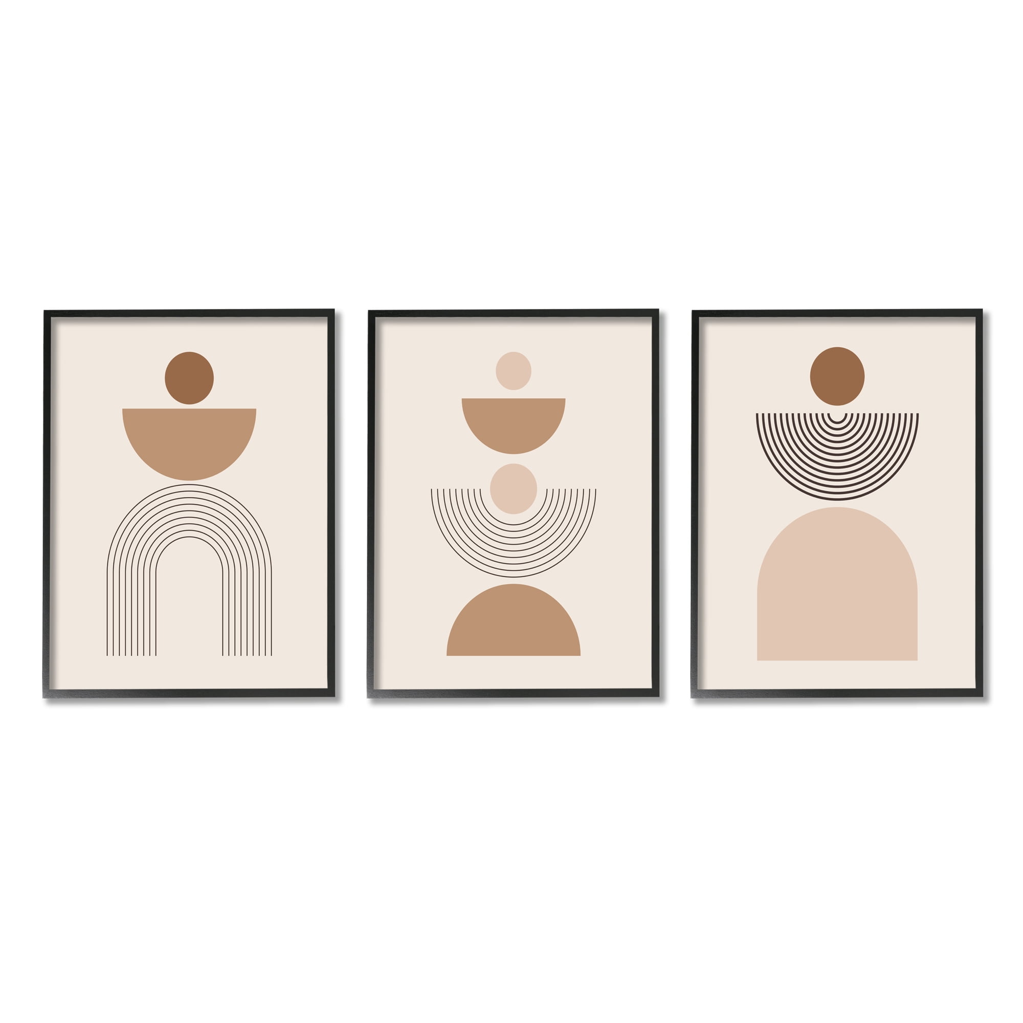 Stupell Industries Contemporary Boho Shapes Abstract Painting Black Framed Art Print Wall Art, 16 x 20, Set of 3