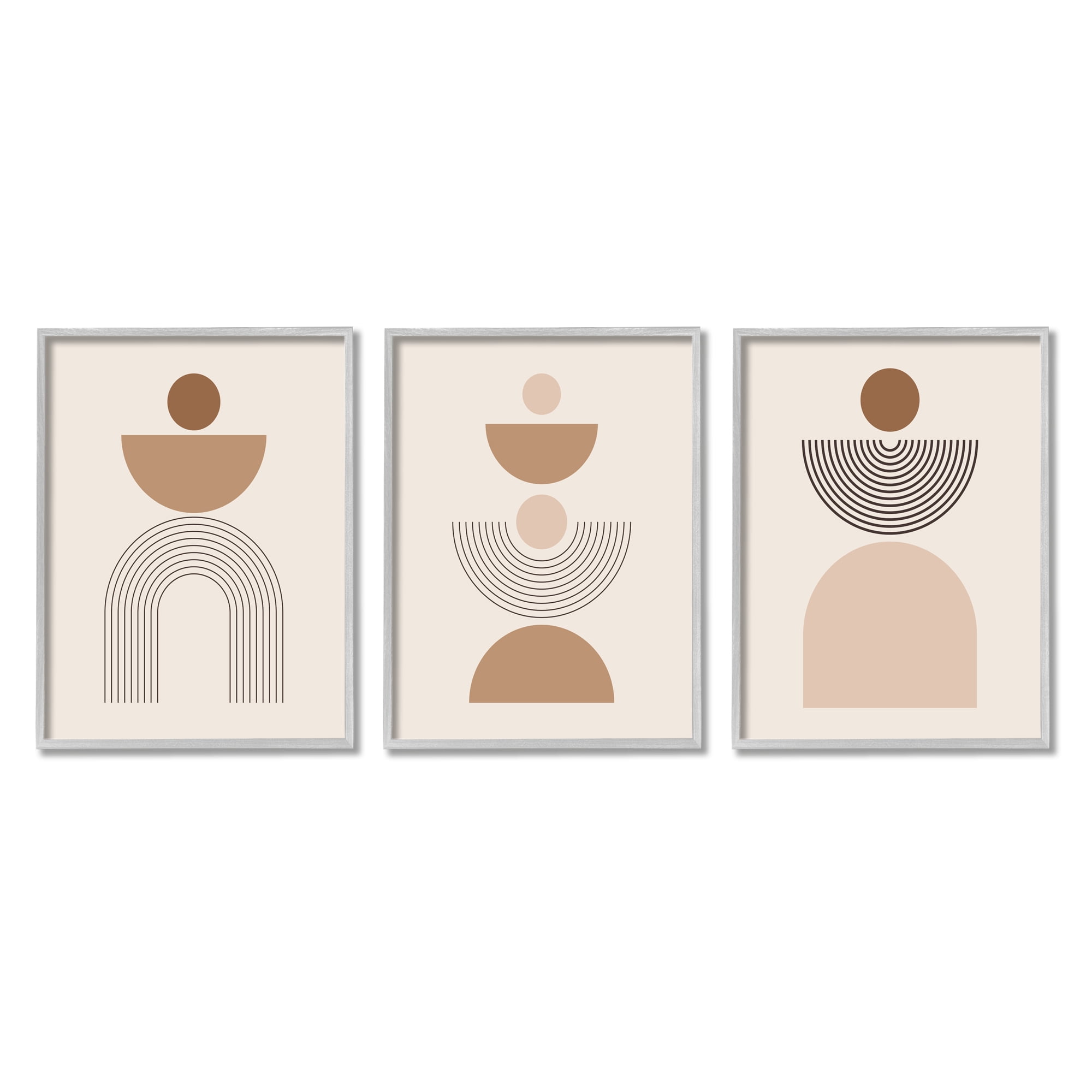 Stupell Industries Contemporary Boho Shapes Abstract Painting Gray Framed Art Print Wall Art, 16 x 20, Set of 3